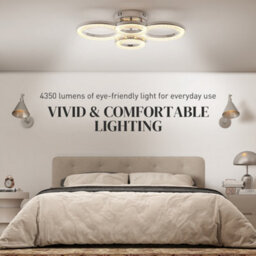 Homcom Modern 4-Ring Flush Mount Ceiling Light, Led Ceiling Light, Silver - thumbnail 5