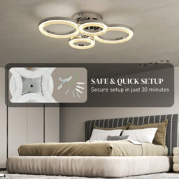 Homcom Modern 4-Ring Flush Mount Ceiling Light, Led Ceiling Light, Silver - thumbnail 6