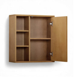 Teamson Home Tremolo Fluted Bathroom Wall Cabinet With Open Shelves, Natural - thumbnail 7