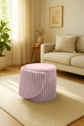Gaveno Cavailia 3-In-1 Harp Ribbed Ottoman Storage Stool Elegant Pink Multipurpose Seat, Footrest & Hidden Storage Solution For Living Room - thumbnail 3