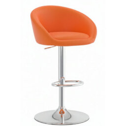 Lombardy Kitchen Breakfast Bar Stool - Orange Seat Chrome Frame - thumbnail 1