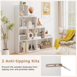 Costway 4-Tier Stepped Bookshelf Modern Ladder Bookcase W/ 6 Storage Cubes-White - thumbnail 5