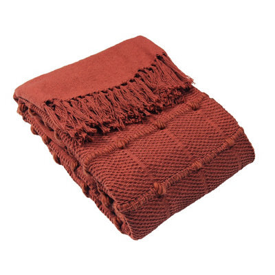 Furn. Motti Woven Tufted Striped Tasselled Throw - image 1