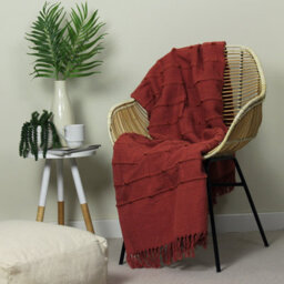 Furn. Motti Woven Tufted Striped Tasselled Throw - thumbnail 3