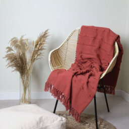 Furn. Motti Woven Tufted Striped Tasselled Throw - thumbnail 4