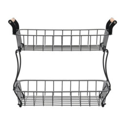 Living And Home 2 Tier Black Kitchen Wire Fruit Basket For Fruit Or Produce - thumbnail 4