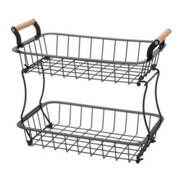 Living And Home 2 Tier Black Kitchen Wire Fruit Basket For Fruit Or Produce