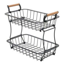 Living And Home 2 Tier Black Kitchen Wire Fruit Basket For Fruit Or Produce - thumbnail 2