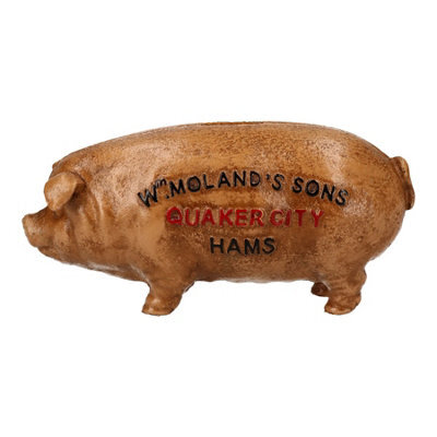 AB Tools Quaker City Ham Pig Hog Porky Oink Money Bank Box Cast Iron Coin Change Jar - image 1