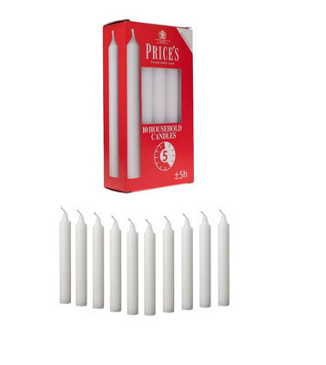 Price's Prices 10 White Household Candles 5H Burn Time 17Cm X 1.8Cm - image 1