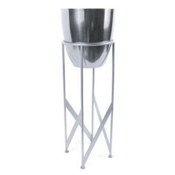 Leaf 55Cm Silver Planter With Matching Stand