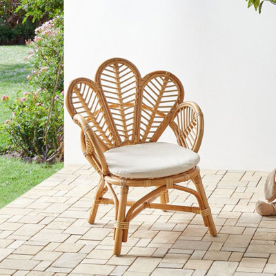 Beliani Peacock Kids Chair Natural Rattan 58 X 55 X 70 Cm Boho Style - image 1
