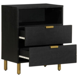 Berkfield Bedside Cabinet Black 50X33X62 Cm Engineered Wood - thumbnail 2