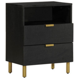 Berkfield Bedside Cabinet Black 50X33X62 Cm Engineered Wood - thumbnail 1