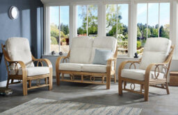 Desser Madrid Light Oak Natural Rattan 3 Seater Conservatory Sofa Real Cane Indoor Sofa With Uk Sewn Cushions In Jasper Fabric - thumbnail 4