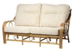 Desser Madrid Light Oak Natural Rattan 3 Seater Conservatory Sofa Real Cane Indoor Sofa With Uk Sewn Cushions In Jasper Fabric - thumbnail 1
