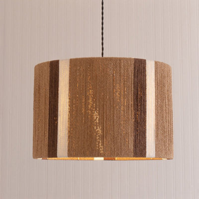 Valuelights Erica Natural Rattan Stripe Drum Ceiling Lamp Shade And Bulb (D)45Cm - image 1