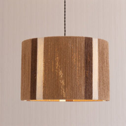 Valuelights Erica Natural Rattan Stripe Drum Ceiling Lamp Shade And Bulb (D)45Cm