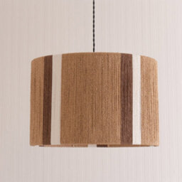 Valuelights Erica Natural Rattan Stripe Drum Ceiling Lamp Shade And Bulb (D)45Cm - thumbnail 3