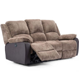 More4Homes Postana Electric High Back Jumbo Cord Fabric Recliner 3 Seater Sofa (Brown) - thumbnail 3