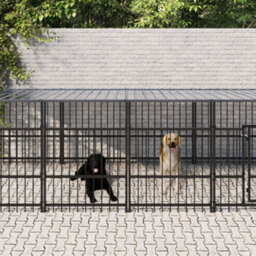 Berkfield Outdoor Dog Kennel With Roof Steel 7.51 M2 - thumbnail 1
