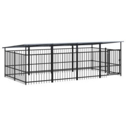 Berkfield Outdoor Dog Kennel With Roof Steel 7.51 M2 - thumbnail 2