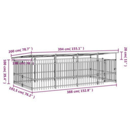 Berkfield Outdoor Dog Kennel With Roof Steel 7.51 M2 - thumbnail 7