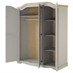 Mercers Furniture Corona Grey Wax 3 Door Arch Top Wardrobe Solid Wood Pine Wooden Rustic Mexican Styling - thumbnail 2