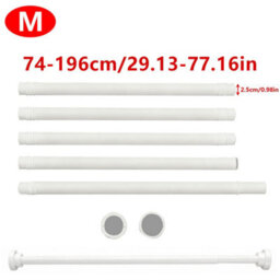 White M Size Telescopic Shower Curtain Rod 74-196Cm Diameter 25mm - thumbnail 2
