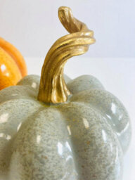My Square Mile Decorative Ceramic Pumpkins, Indoor/outdoor Autumn Display Set, Halloween Mantle Ornaments (Grey (16Cm)) - thumbnail 2