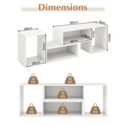 Costway 2-Piece Console Tv Stand Free-Combination Tv Media Table W/ Storage Shelf - thumbnail 2