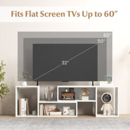 Costway 2-Piece Console Tv Stand Free-Combination Tv Media Table W/ Storage Shelf - thumbnail 7
