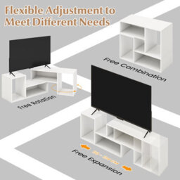 Costway 2-Piece Console Tv Stand Free-Combination Tv Media Table W/ Storage Shelf - thumbnail 5
