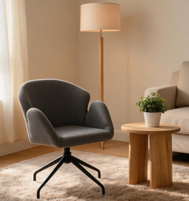 Darphe Modern Grey Linen Swivel Accent Chair With Metal Legs - image 1