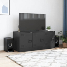 Berkfield Sturdy Tv Cabinet Black 99X39X44 Cm Steel - thumbnail 3
