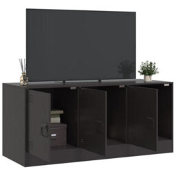 Berkfield Sturdy Tv Cabinet Black 99X39X44 Cm Steel - thumbnail 4
