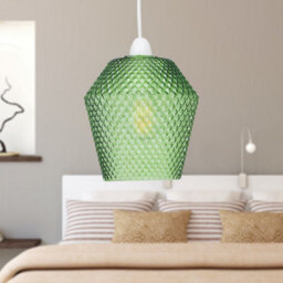 First Choice Lighting Set Of 2 Porter - Green Textured Glass Easy Fit Pendant Shades - thumbnail 5