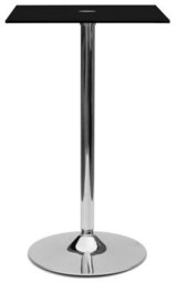 Lamboro Como Poseur Table With Square Black Glass Top & Chrome Finish, Kitchen Table, 60Cm Width