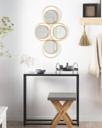 Beliani Wall Mirror Lescar 50 Cm 80 Cm Metal Gold - thumbnail 2