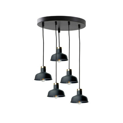 Luminosa Lighting Luminosa Hebe Cluster Pendant Ceiling Light Black, Gold 5X E27 - image 1