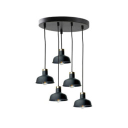 Luminosa Lighting Luminosa Hebe Cluster Pendant Ceiling Light Black, Gold 5X E27 - thumbnail 1
