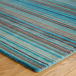 Melrose Mubai Stripe Wool Made Teal Area Rug 200/285Cm - thumbnail 3