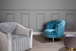 Orsina Blue Velvet Scalloped Armchair, Supportive Armrest Lounge Chair, Easy To Clean Velvet Accent Chair - thumbnail 5