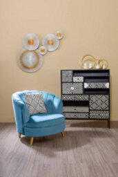 Orsina Blue Velvet Scalloped Armchair, Supportive Armrest Lounge Chair, Easy To Clean Velvet Accent Chair - thumbnail 7