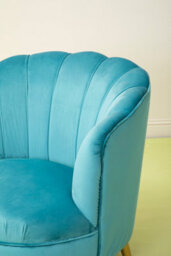 Orsina Blue Velvet Scalloped Armchair, Supportive Armrest Lounge Chair, Easy To Clean Velvet Accent Chair - thumbnail 4