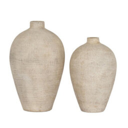 Hill Interiors Morrow Large Vase - Ceramic - L21 X W21 X H35 Cm - Cream - thumbnail 2