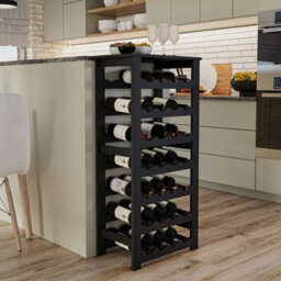 Urbn-Living Urbnliving 108Cm Height 7-Tier Black Wine Rack Freestanding Holds 28 Bottles Home Bar Stand - thumbnail 2