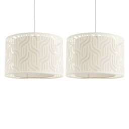 First Choice Lighting Set Of 2 Mylo - Taupe Linen Cut Out 35Cm Easy Fit Pendant Shades - thumbnail 1