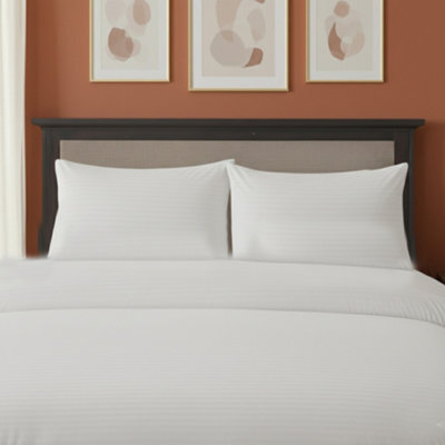 Microfibre Soft Touch Satin Stripe Housewife Pillowcase Pair White - image 1