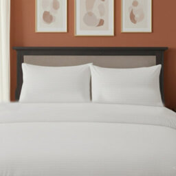 Microfibre Soft Touch Satin Stripe Housewife Pillowcase Pair White - thumbnail 1